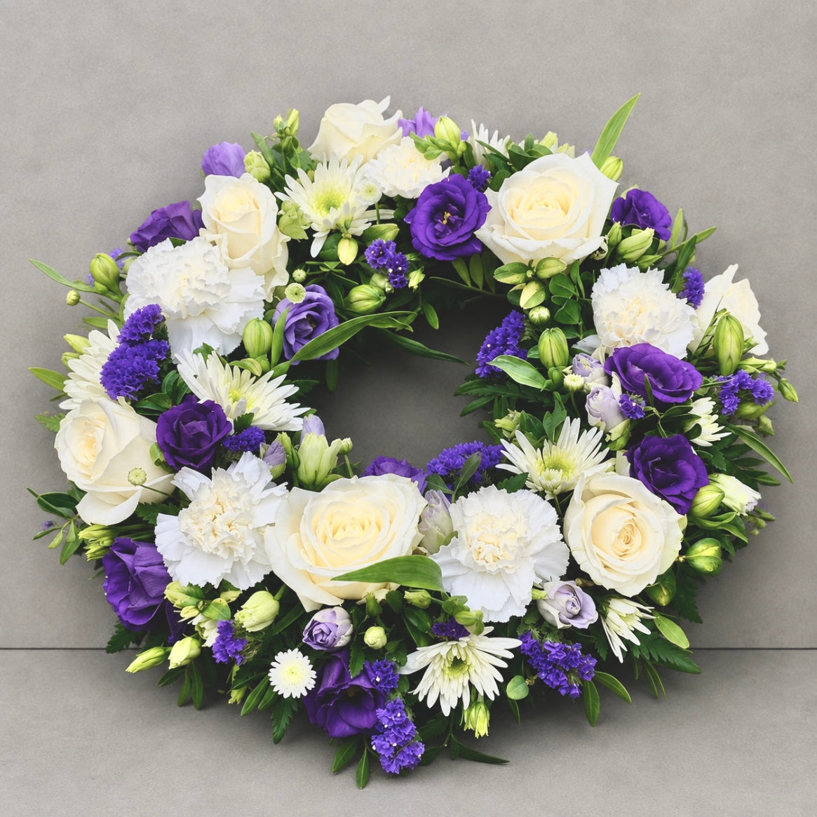 White and purple Funeral wreath Sydney Sympathy Tributes