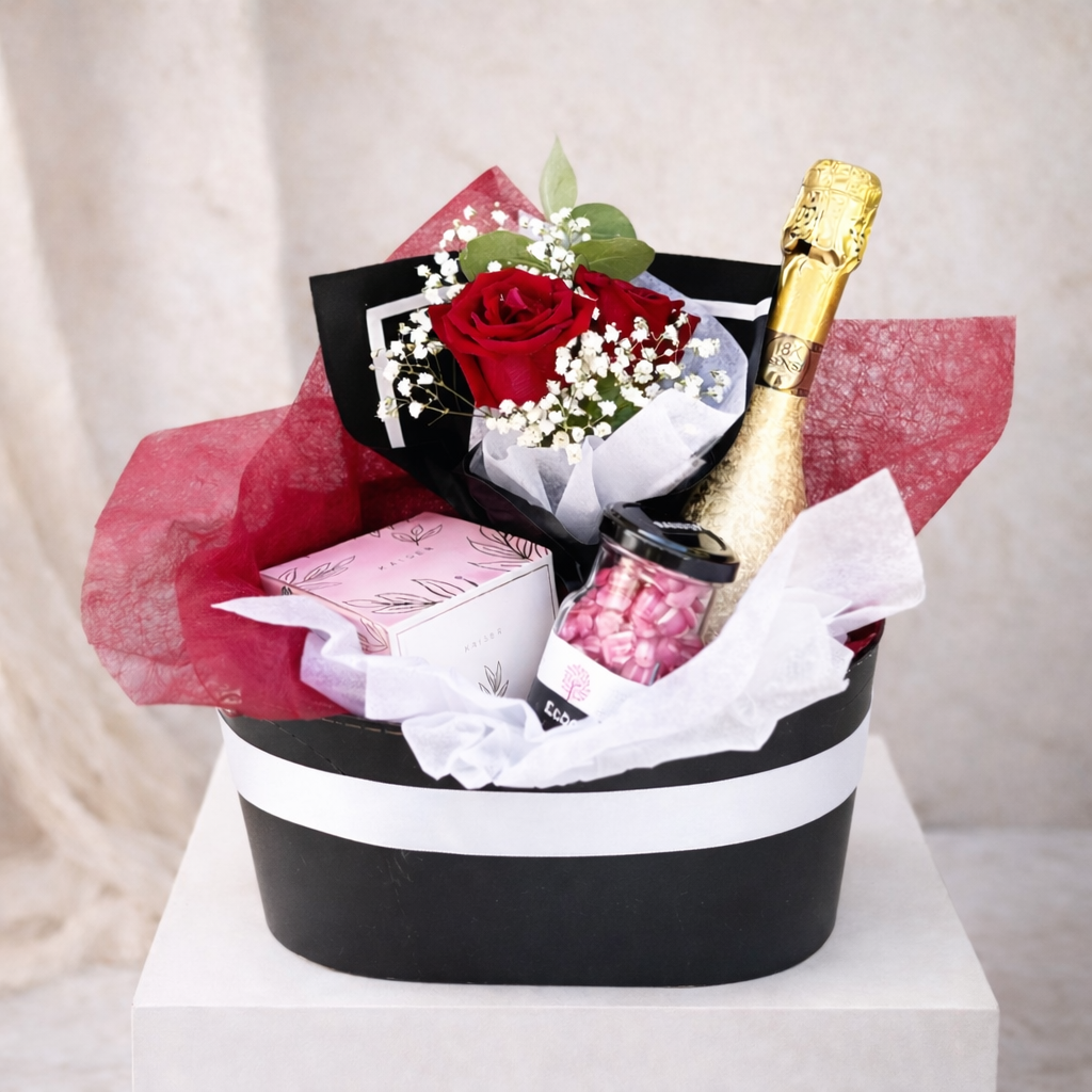 Birthday hamper with flowers, champagne and treats Sydney delivery daily