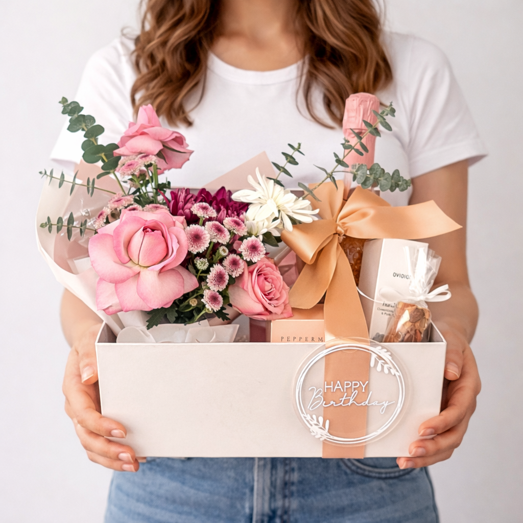 Flowers and Champagne Birthday Hamper. Sydney wide flower delivery