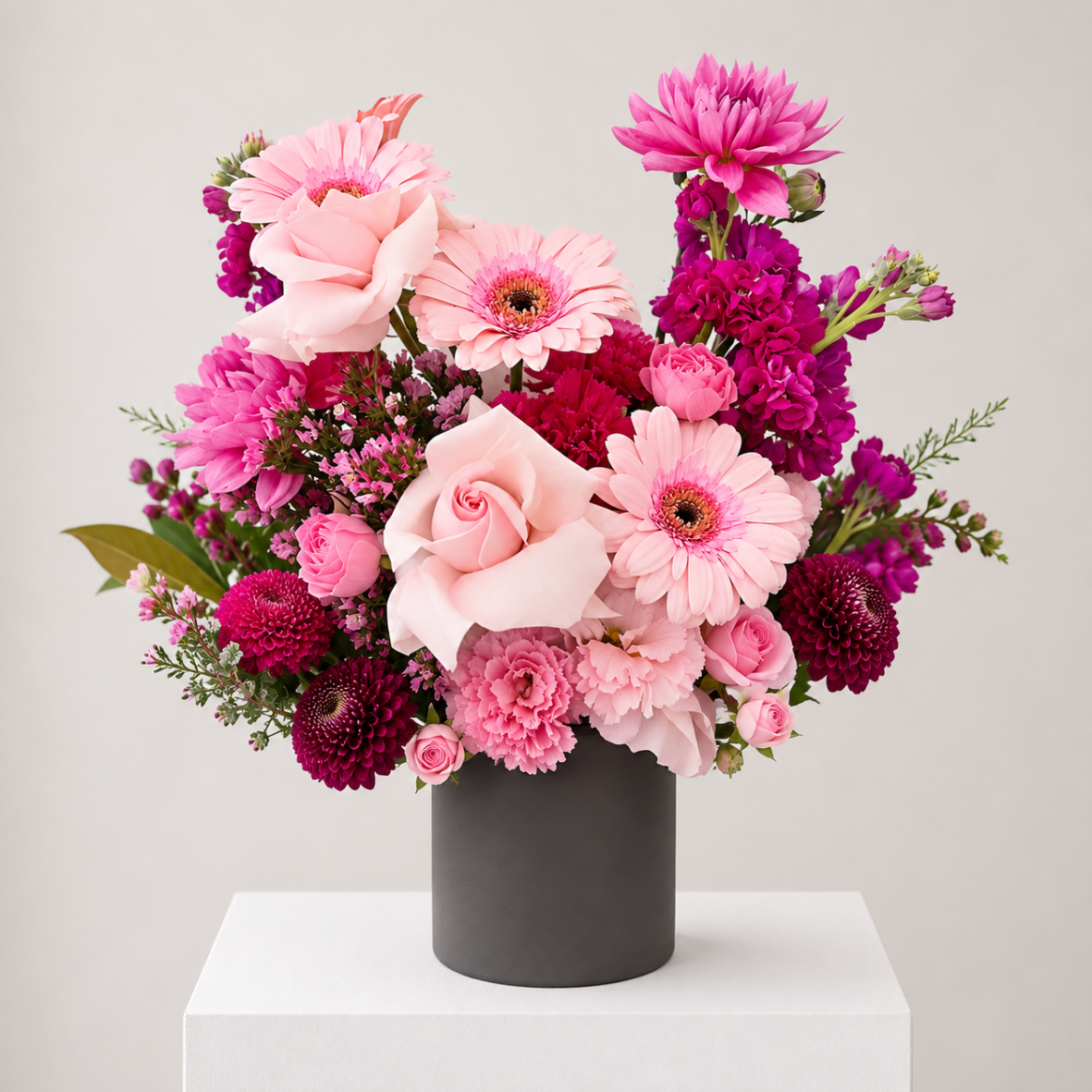 Luxury pink flower arrangement with pink roses - Sydney flower delivery