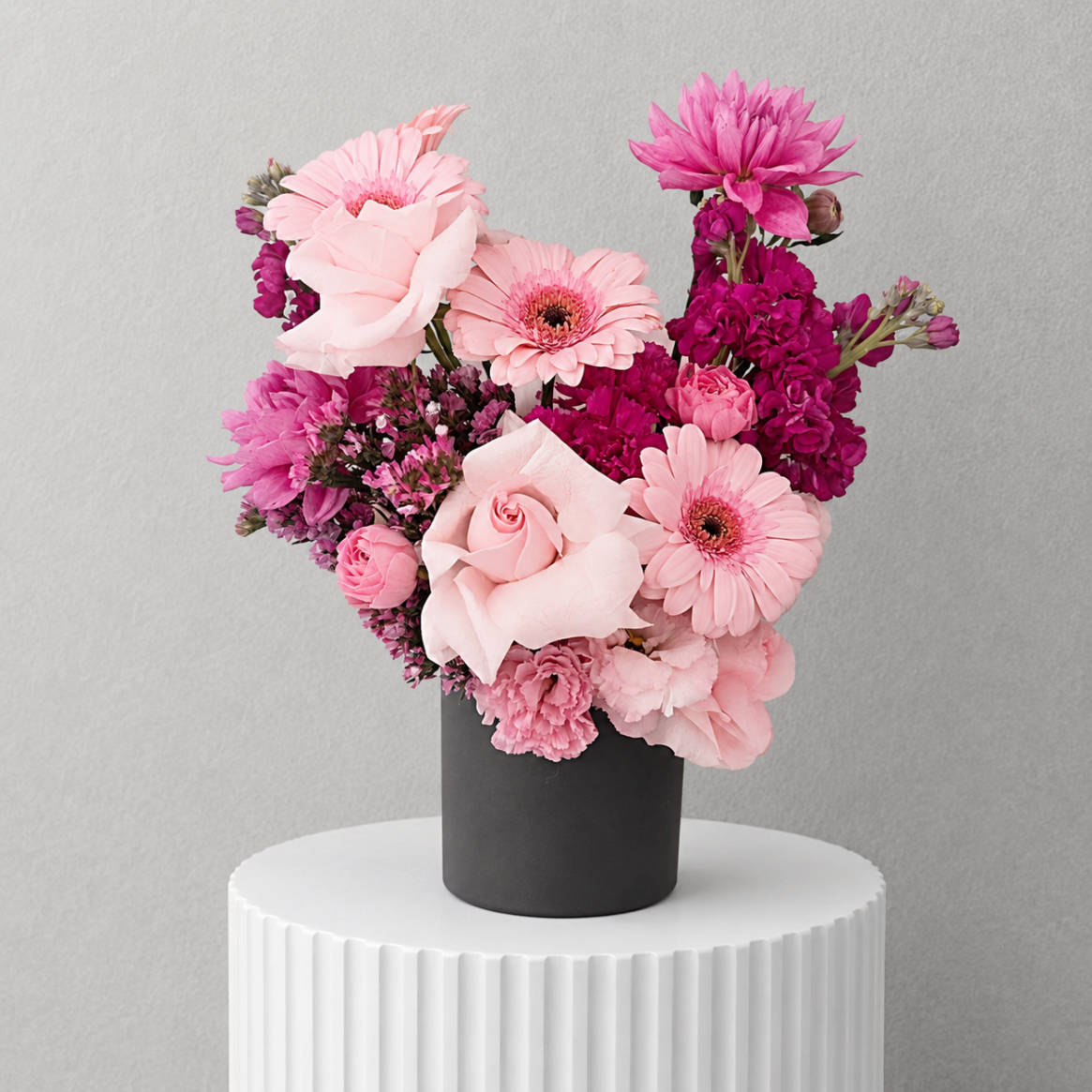 Luxury pink flower arrangement with pink roses - Sydney flower delivery