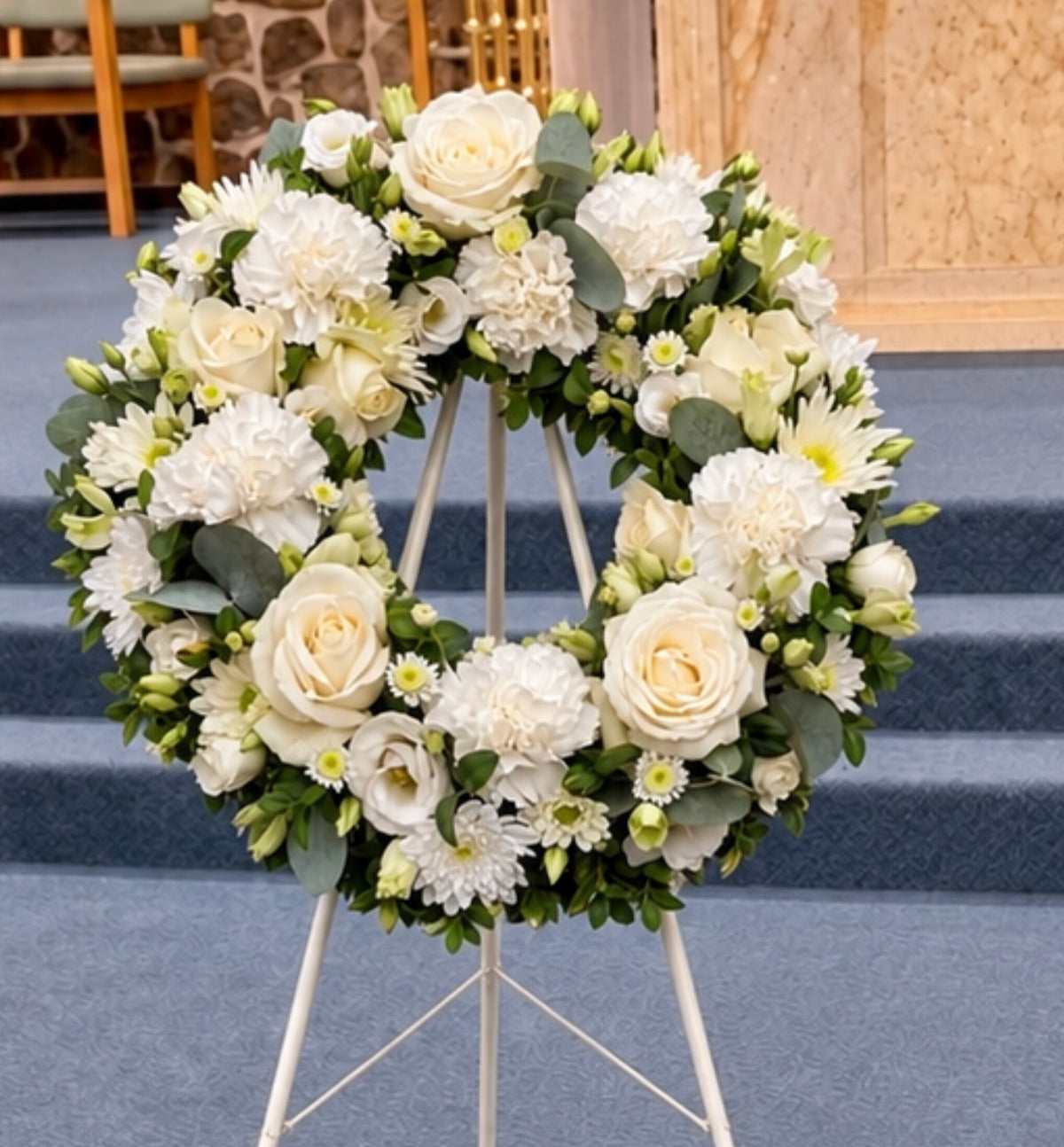 Funeral Wreath - Traditional White