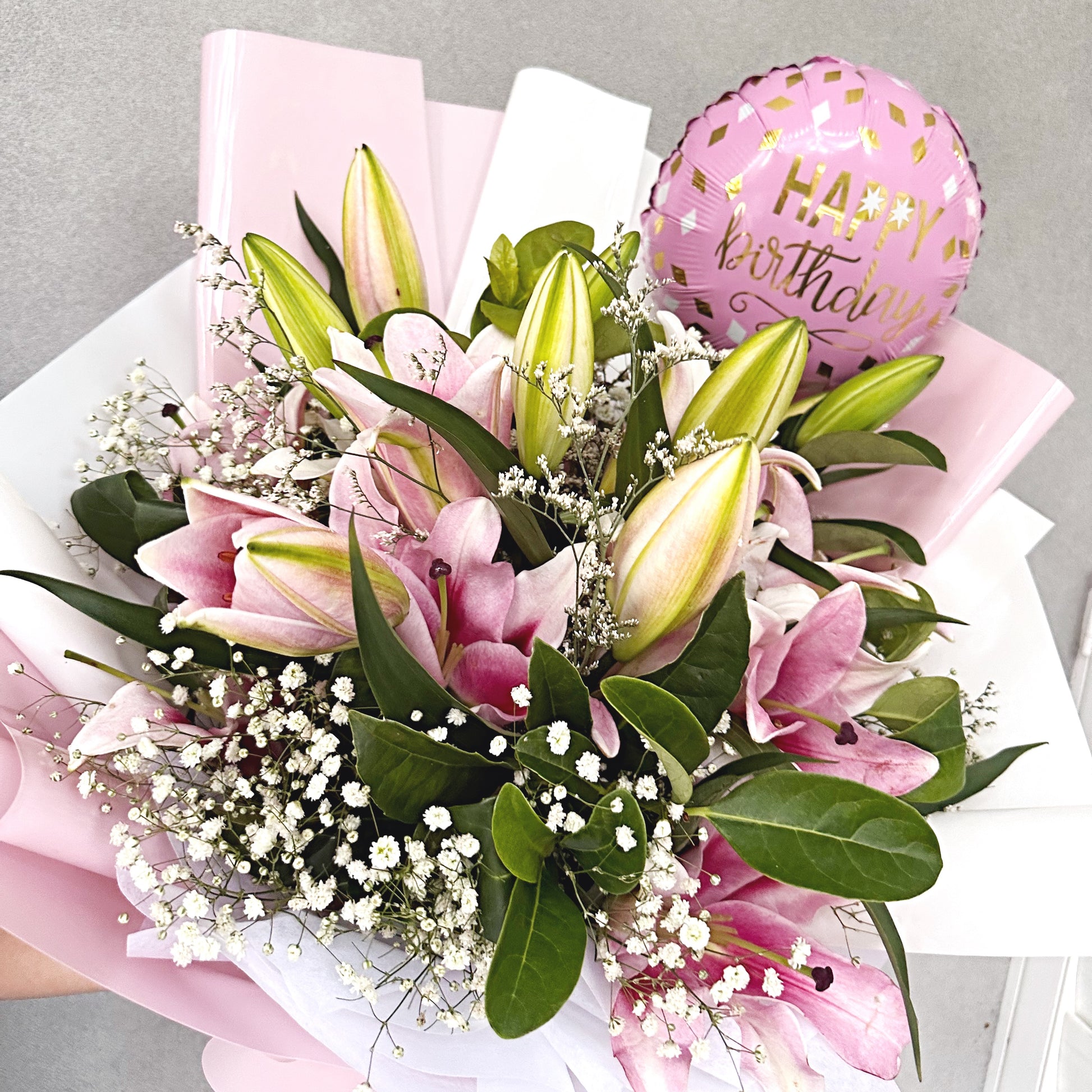 lily flower arrangement birthday Pink Lily Bouquet