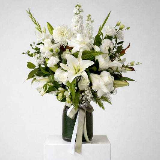 Elegant vase arrangement with white flowers - same-day flower delivery Castle Hill