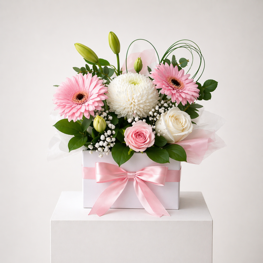 Pink flower box Mothers Day Sydney florist Castle Hill