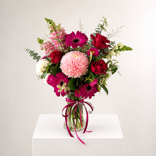 Red and Pink Mother's Day Vase Arrangement Sydney florist