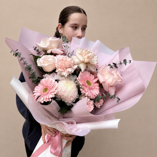 Pink flower bouquet. Same day flower delivery across Castle Hill, Kellyville and Parramatta