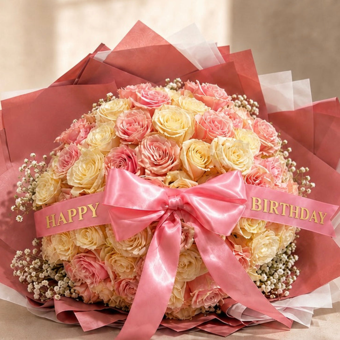 Luxury pink and white roses large bouquet Sydney
