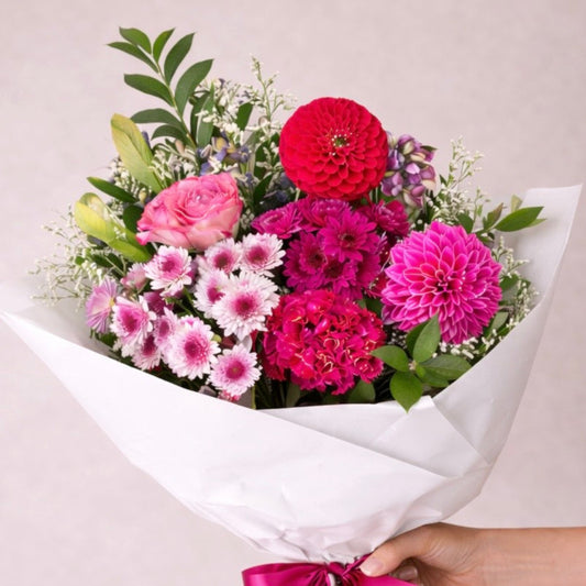 Mixed pink bouquet with roses and chrysanthemums - same day delivery to Kellyville