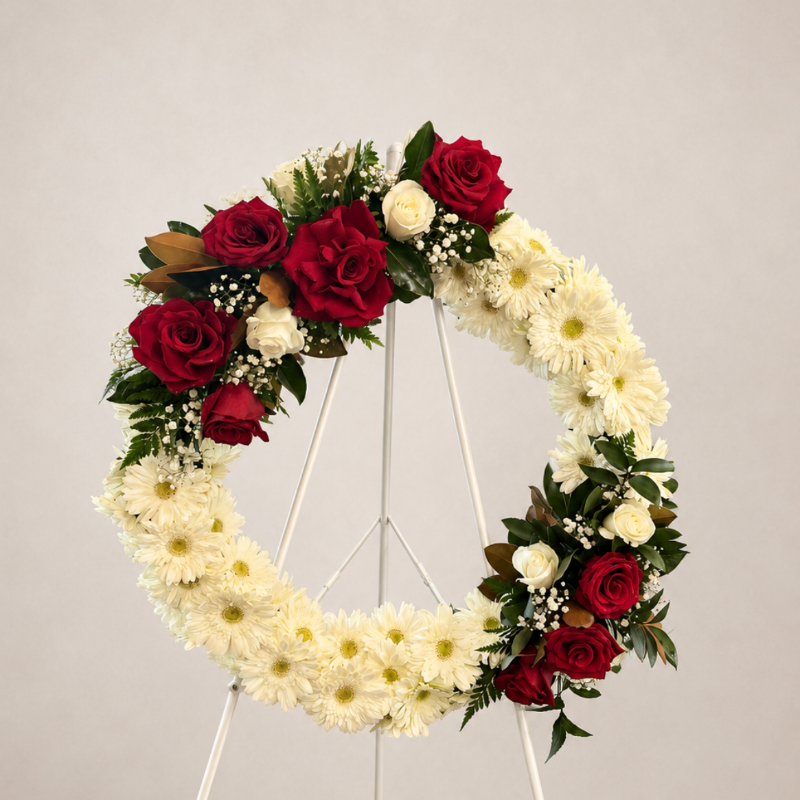 Red Rose and White Funeral Tribute Wreath Sydney